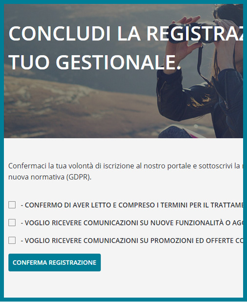 conferma registrazione da gestionale